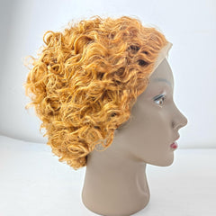 6" Pixie Cut Wig Human Hair, Short Curly 13×1 Lace Front Human Hair Wigs for Black Women, Natural Black Color Layered Breathable Pixie Wig