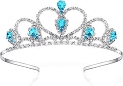 Lovelyshop Colorful Gems Silver Rhinestone Tiara for Little Kid Big Kid Prom Birthday Princess Crown
