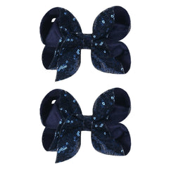 2 PCS Enchanting 5-Inch Fairy Fashion Bow Hairpin: Multicolor Option Sequins Hair Clip for Kids and Teenage Girls (Rainbow)