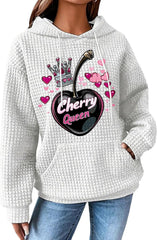 Womens Hoodies Pullover Business Outfits Casual Fashion Warm Drawstring Waffle Fall Winter Sweatshirt with Pocket