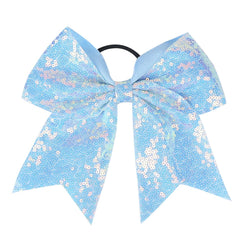 Women Girls Kids Teens Sequins Hair Bows Elastic Hair Tie Ribbon Large Cheer Bow Ponytail Holder Hair Band (Deep Pink)