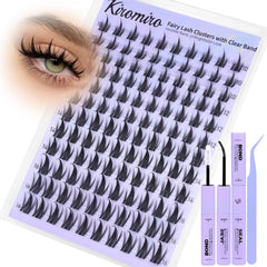 Kiromiro Lash Clusters Kit Manga Cluster Eyelash Extensions 10-16mm Fairy Lash Extension Kit with Bond and Seal 120pcs DIY Wispy Eyelash Clusters Kit