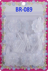 Girls Self Hinge Plastic Flower Hair Barrettes 18 Pieces Selection (White)