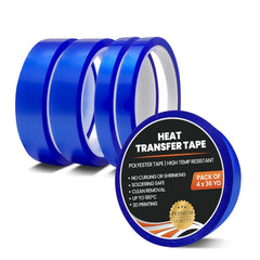 Heat Tape for Sublimation, 4 Rolls 10mm x 108ft, Heat Transfer Tape, Heat Resistant Thermal Tape for Heat Press, Soldering, and Circuit Boards, High Temp Polyimide Tape, No Residue