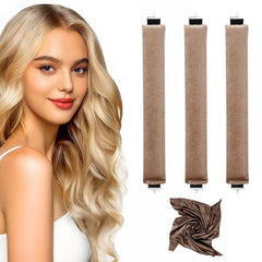 Heatless Curlers, Heatless Curls Overnight Set for Women, Soft Hair Curlers to Sleep In, Jumbo No Heat Hair Curlers Set with Headscarf and Hook for Long Hair (Black, 4 Packs)