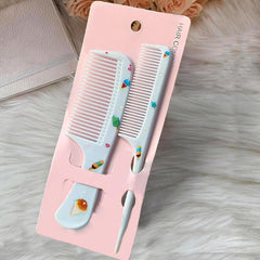 Small Cute Hair Comb,2 Piece Mini Hair Comb Set Fine Tooth Rat Tail Comb Portable Anti-Static Plastic Hairdressing Comb Gift For Wet And Dry (Pink Strawberry)