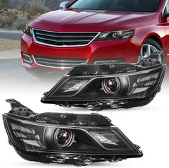 JSBOYAT Fits for 2014-2020 Chevy Impala [Halogen Style] Headlight Assembly Projector Black Pair OE Style Factory front Lamp Driver & Passenger Side NOT FIT HID MODEL