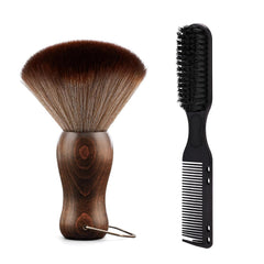 Barber Neck Duster Brush Wood Handle with Hook for Hair Cutting… (Neck brush+Gold brush)