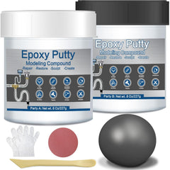 Epoxy Putty for Metal, 16 oz Fast Repair Pool Putty Self-Hardening Waterproof AB 2 Part Epoxy Wood Filler for Metal Tile Plastic Repair Filling Bonding, Sculpt Clay for Sculpting Modeling Black
