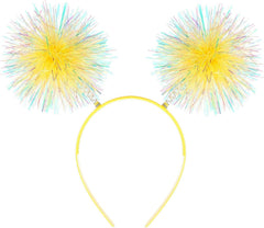 Foil Strips Pom Pom Headband Tinsel Fashion Headband Fluffy Ball Hair Loop Cosplay Hair Accessory for Women Girl Party