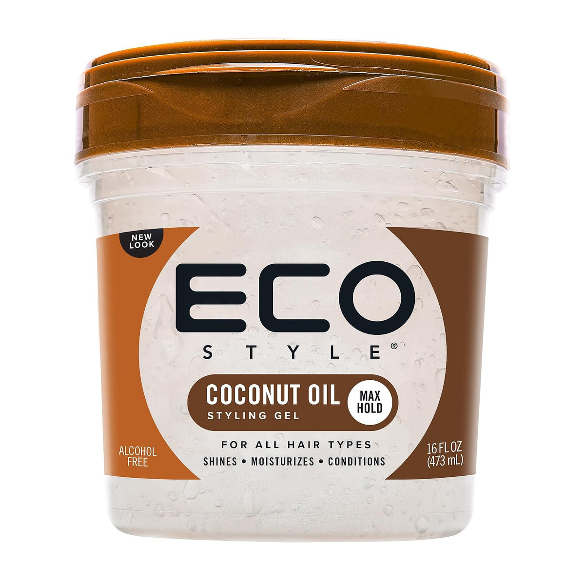 Eco Style Coconut Oil Styling Gel - Adds Luster and Moisturizes Hair - Weightless Styling and Superior Hold - Prevents Breakage and Split Ends - Promotes Scalp Health - Ideal for all Hair - 8 oz