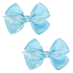Set of 2 Delicate 3-Inch Satin Bow Hair Clips for Little Girls - Elegant Ivory Hue(Beige)