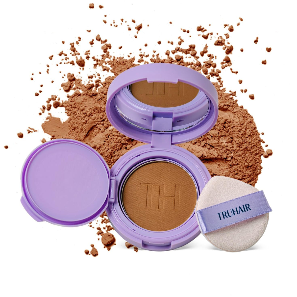 TRUHAIR Root & Scalp Cover Up Pressed Powder Compact, Waterproof, Weightless Hair Coverage & Bald Spot Concealing, Root Touch Up Hair Color for Gray Coverage & Thinning Areas, 0.35 Oz (Light Brown)
