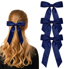 3Pcs Army Green Hair Bows for Women Double-Layer Long Tail Bow Hair Clip Hair Ribbon Ponytail Holder Hair Accessories for Girls Toddlers