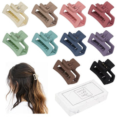 Small Tiny Claw Hair Clips for Women Girls for Thin/Medium Thick Hair, 1.5 Inch Mini Hair Jaw Clips Matte Rectangle Nonslip Clip with Gift Box (Matte+shiny color series)
