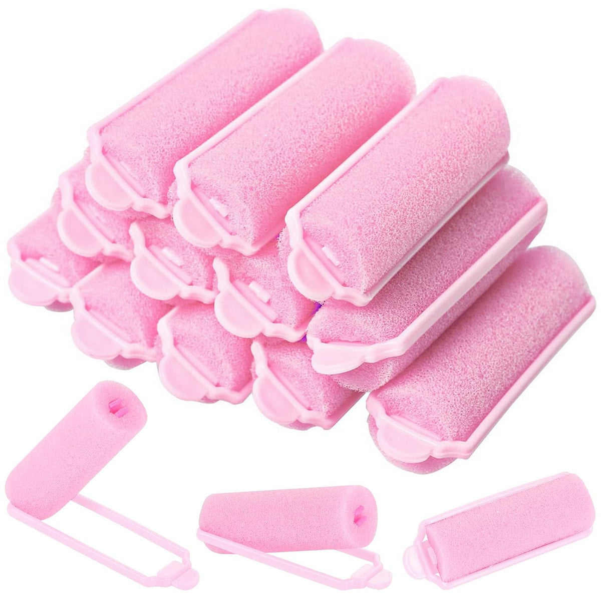 12 Pcs Foam Sponge Hair Rollers 2.4 Inch Hair Curlers to Sleep Heatless Curler Hair Pink Halloween Christmas Party Hairstyles