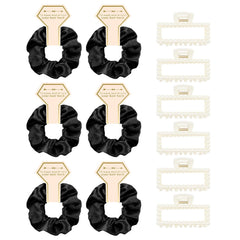 Bridesmaid Proposal Gifts, 12 PCS Bridesmaids Silk Hair Scrunchies & Pearl Hair Clips Set for Women Girls Bachelorette Party Favors Bridal Shower Favors Bridesmaids Gifts for Wedding Day