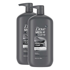 DOVE MEN + CARE Charcoal Pump Purifying Shampoo Charcoal + Clay for Stronger, More Resilient Hair, with Plant-Based Cleansers, 31 oz