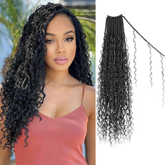 Boho Faux Locs Crochet Hair 30 Inch Goddess Locs 8 Packs Boho Soft Locs Crochet Hair with Curly Ends Pre-looped Long Bohemian River Locs Crochet Hair for Black Women(30Inch, 1B)