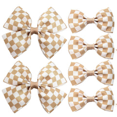 6 Pcs Checkered Hair Bow, Racing Flag Hair Clip, Black and White Accessories for Women, Birthday Party Halloween Bows for Girls, Racing Fan (2.5 Inch and 3.7 Inch)
