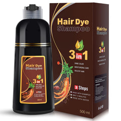 IIIMEIDU Black Hair Dye Shampoo 3 in 1 for Gray Hair, Herbal Ingredients Shampoo Black Hair Dye for Women Men, Grey Coverage Shampoo 500ml