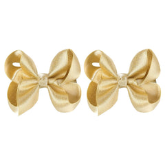 3-Inch Boutique Hair Clips for Baby Girls, Toddlers, and Teens - Set of 2 (Gold)