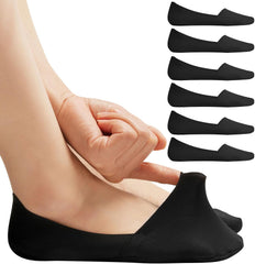No Show Socks for Women, Non Slip Nylon Thin Footies Invisible Silky Low Liner Socks for Loafers Flats 6 Pairs