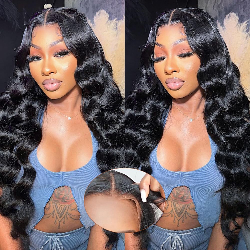 Body Wave Glueless Wigs Human Hair Pre Plucked Pre Cut for Beginners 5x5 HD Lace Closure Wigs Human Hair Body Wave Lace Front Wigs No Glue 3 Seconds to Wear Glueless Wig 24 Inch Natural Color