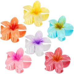 6 Pack Flower Claw Clip for Women, Hawaiian Plumeria Hair Clip,Preppy Flower Hair Clips, Hibiscus Hair Clip, Hawaii Hair Accessories for Thick Hair, Gifts for Women Teen Girls