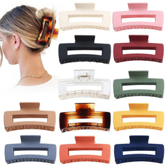 Hair Clip - Claw, 4.1 Inch Extra Large for Thick, Long, Curly Hair, 12 Pcs, 12 Rubber Paint and Plastic Materials, Non-Slip Design, Women and Girls Hair Accessories - Multicolor