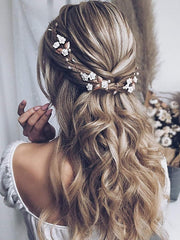 JAKAWIN Bride Flower Wedding Hair Vine Leaf Hair Piece Pearl Bridal Headpiece Rhinestone Hair Accessories for Women and Girls HV103 (Silver)