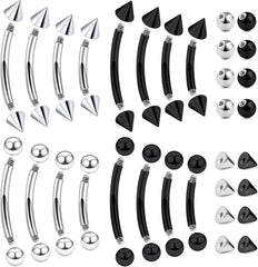 Eyebrow Piercing Jewelry Surgical Steel Curved Barbell Tiny Eyebrow Ring Vertical Labret Lip Jewelry Ear Rook Navel Small Belly Button Ring for Women Men 20g 16g 6mm/8mm/10mm/12mm