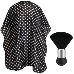 FEBSNOW Professional Hair Cutting Cape with Neck Duster Brush, Salon Barber Cape, Hair Cutting Accessories (Black)