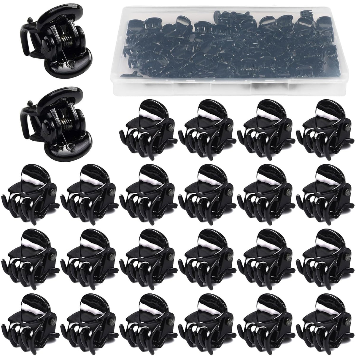 JANYUN 48Pcs Mini Hair Claw Clips, Black Brown Small Hair Clips for Girls Women Fine Hair Plastic Multifunction Clamp Clips Hair Accessories Gifts