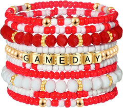 ZOLEAROPY Game Day Bracelets Stack Football Bracelets for Women Men Stackable Game day Bracelet Accessories Football Mom Outfit Jewelry Gifts