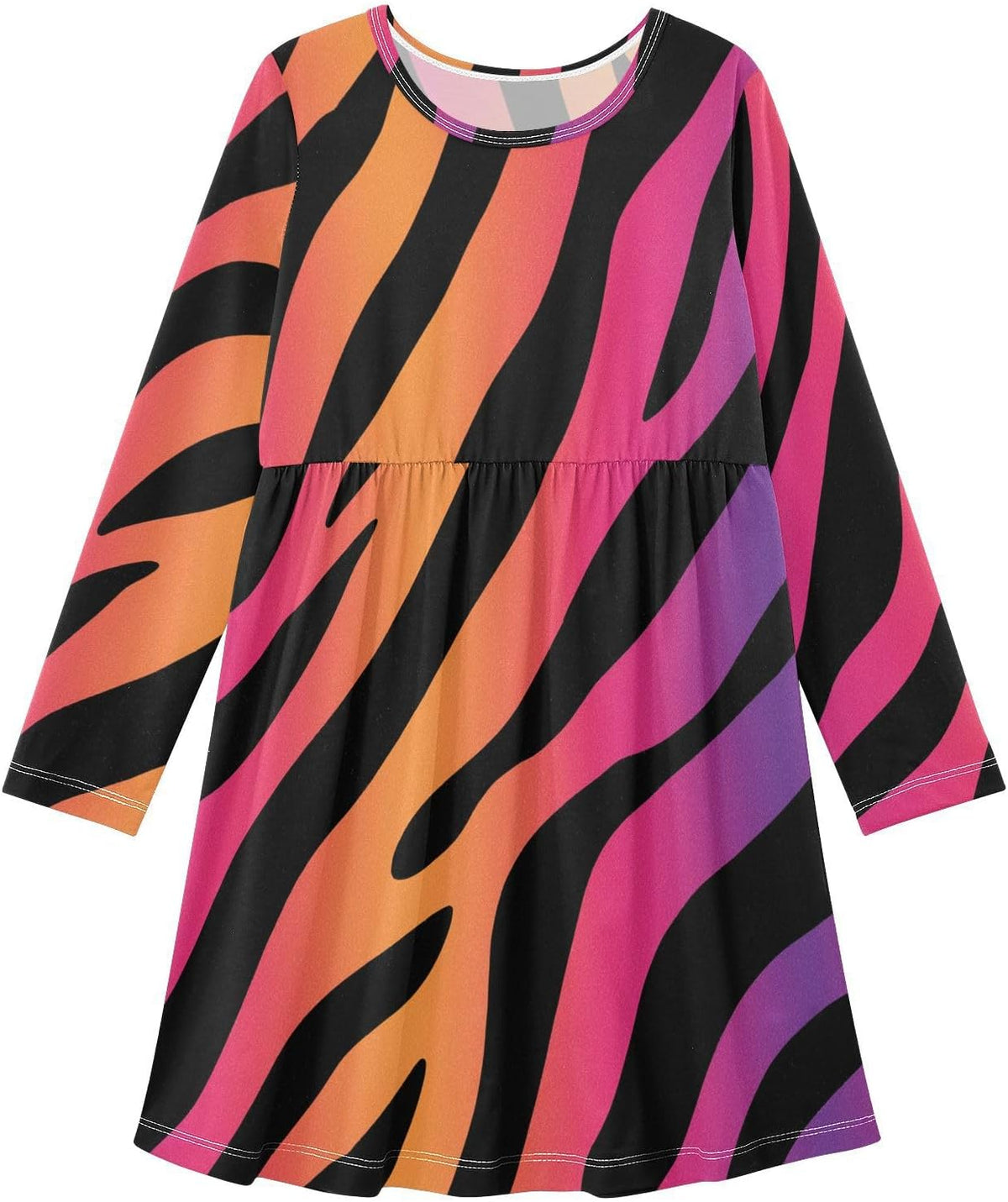Girls Dress Little Kids Long Sleeve Round Neck Cute Playwear for 3-11 Years Girls