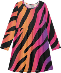 Girls Dress Little Kids Long Sleeve Round Neck Cute Playwear for 3-11 Years Girls