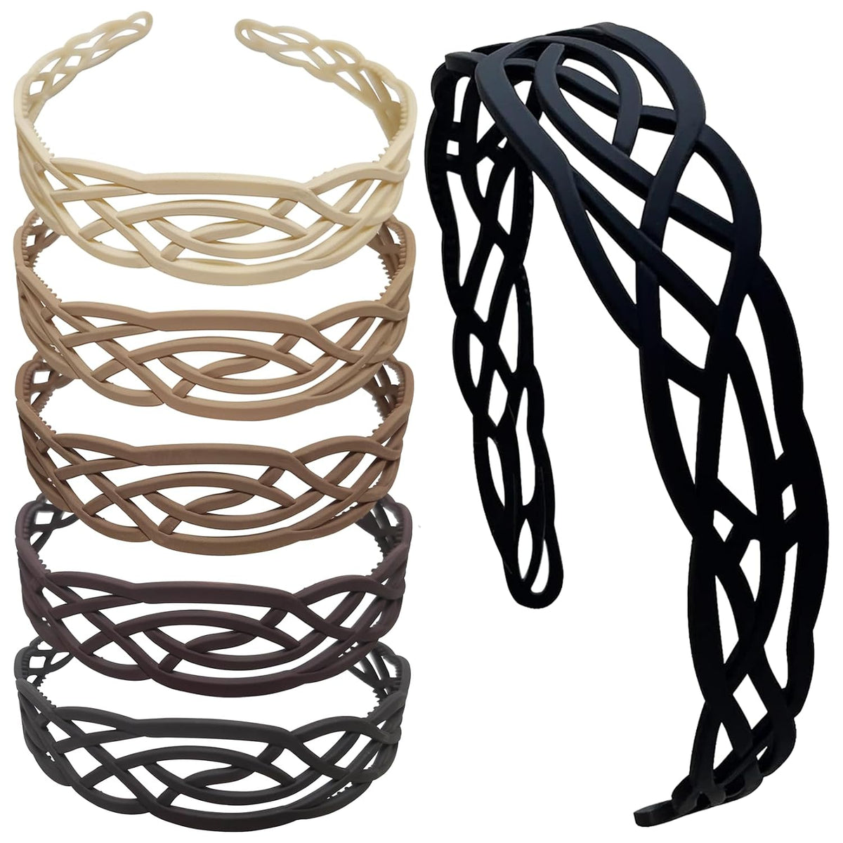 Springtime 6pcs Wide Plastic Headbands for Women Fashion Hair bands with Teeth for Girls Thick Hair Hoops Hair Accessories