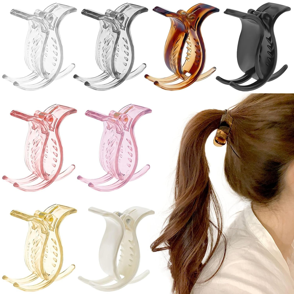 8 Pcs Matte Ponytail Holder Hair Claw Clips Bun Hair Braiding Hair Clips Strong Hold French Barrettes Fine Hair Jaw Clips Accessories for Women