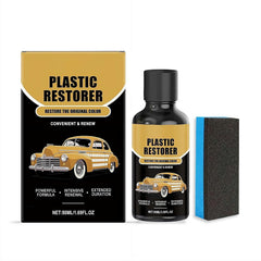 Plastic Trim Restorer for Cars,Plastic Coating Exterior Black Trim Restorer,Highly Concentrated Ceramic Crystal Coating,Automotive Hydrophobic Ceramic Coating with Sponge Applicator,50ML (Set)