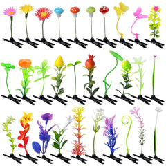 30 Pcs Bean Sprout Hair Clips, Tianhoudeger Mixed Style Plant Hairpins Flower Hair Clip Little Grass Barrette Mushroom Butterfly Headwear Hair Accessories for Women Girl School Home Party Christmas