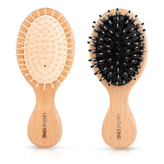 Hair Brush Mini Boar Bristle Hairbrush for Thick Curly Thin Long Short Wet or Dry Hair Detangle Massage Add Shine, Pocket Travel Small Paddle Hair Brush for Men Women Kids