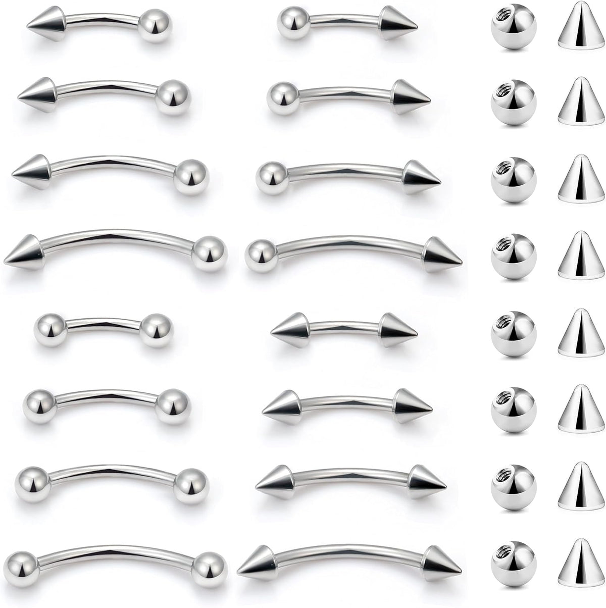 Eyebrow Piercing Jewelry Surgical Steel Curved Barbell Tiny Eyebrow Ring Vertical Labret Lip Jewelry Ear Rook Navel Small Belly Button Ring for Women Men 20g 16g 6mm/8mm/10mm/12mm
