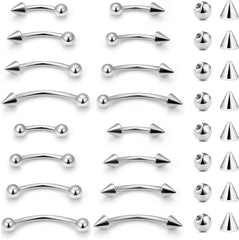 Eyebrow Piercing Jewelry Surgical Steel Curved Barbell Tiny Eyebrow Ring Vertical Labret Lip Jewelry Ear Rook Navel Small Belly Button Ring for Women Men 20g 16g 6mm/8mm/10mm/12mm