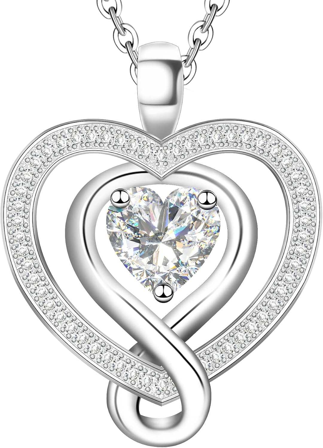 925 Sterling Silver Heart Necklace - Elegant Silver Jewelry for Women - Heart Pendant for Birthday, Anniversary - Ideal for Wife, Mom, Girlfriend