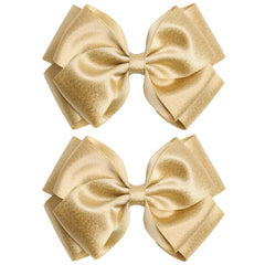 4.5-Inch Hair Bows Alligator Clips Delicate Satin Hair Accessories for Girls, Toddler, Kids and Women Birthday Wedding Christmas Occasions- Set of 2 (Hot Pink)