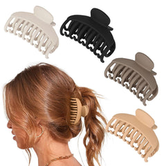 DEEKA 3 PCS 2.5 Inch Tortoise Shell Hair Claw Clips Double Row Teeth Plastic Hair Jaw Clips Hair Barrettes Thick Medium Thin Hair Clips for Women