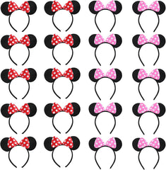 20 PCS Mouse Ears Headbands for Birthday Party Theme Park Costume Play Celebration for Boys and Girls (3color)