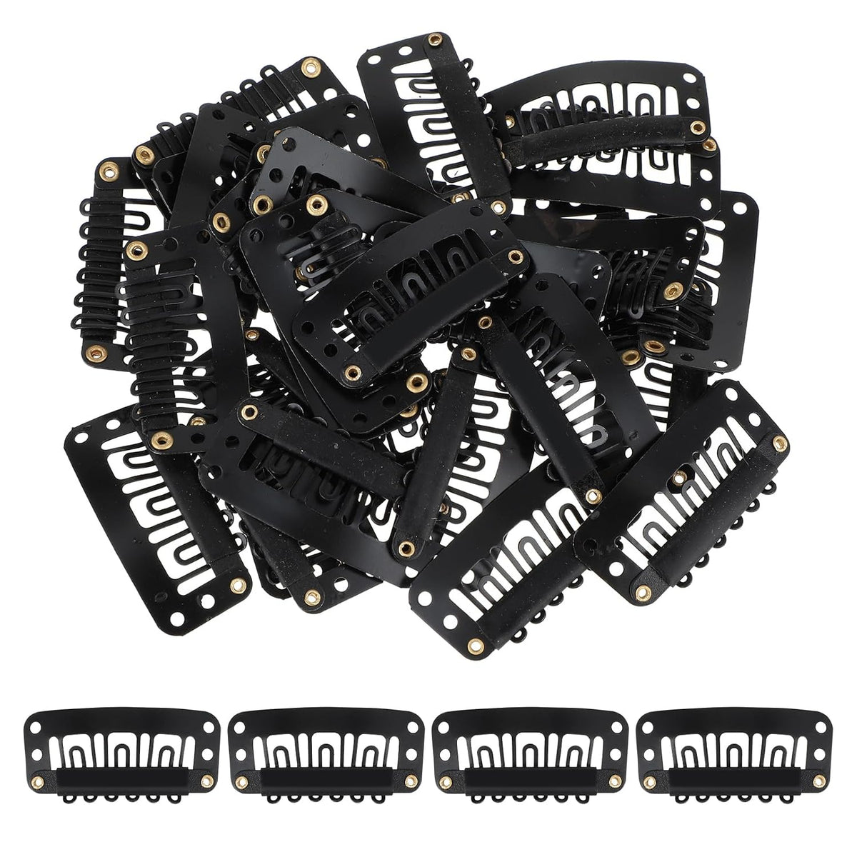 30 Pcs Wig Clips for Hair Extensions - 6-Teeth No-Sew U-Shape Snap Combs to Secure Wigs and Extensions (Brown)