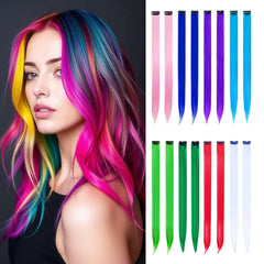 Pink Hair Extensions, 16 Pcs Colorful Clip in Hair Extensions Synthetic, 22 inch Rainbow Hairpieces for Girls Women Kids Favor Gift & Cosplay Dress Up Fashion Party Birthday (Pink)